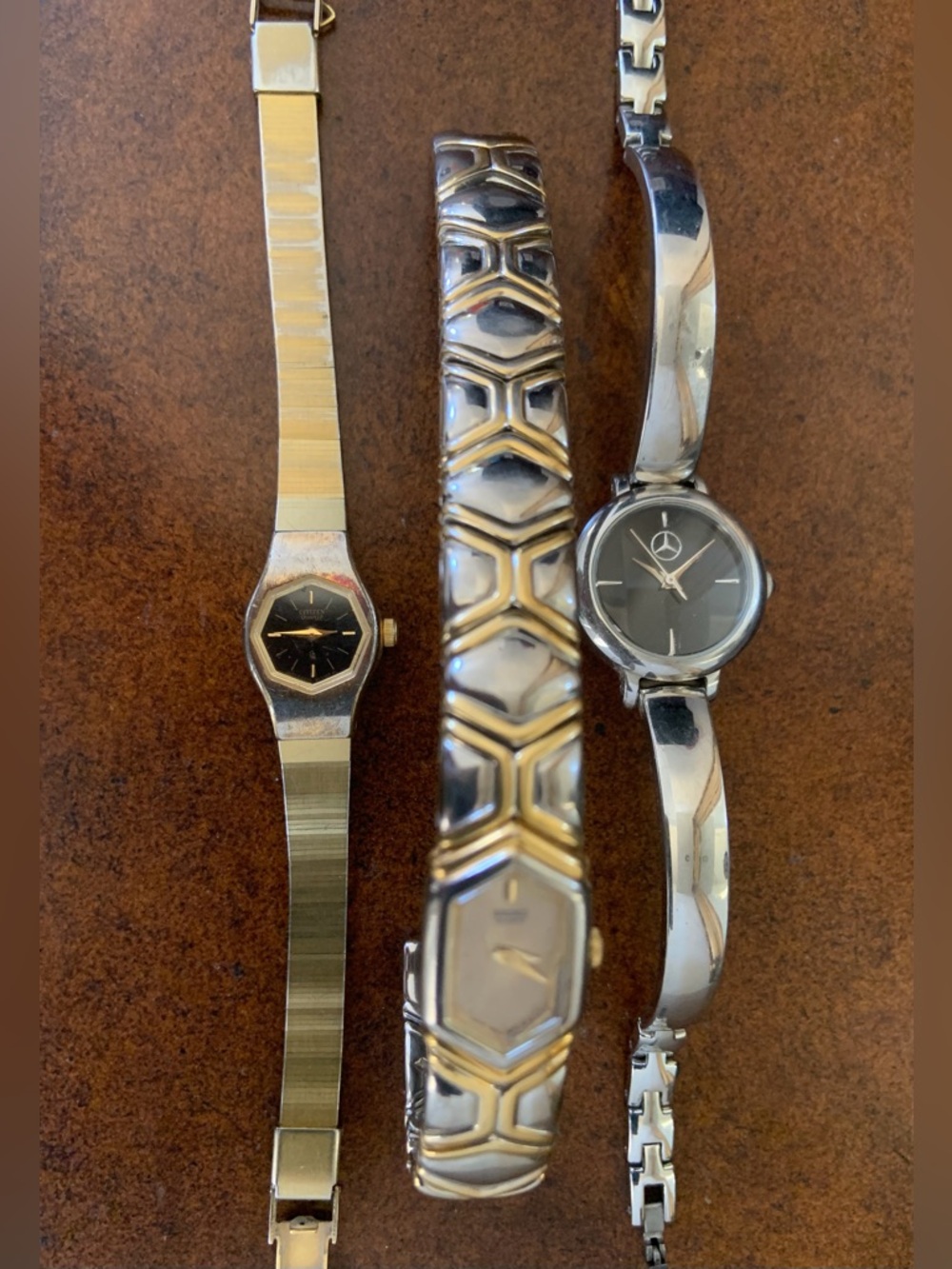Citizen/Seiko/Mercedes Trio of Gold-Tone & Silver-Tone Watches